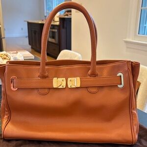 Onna Ehrlich Leather Handbag with Gold Hardware